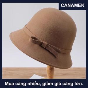 【CANAMEK】 Mùa Thu Mùa Đông Pháp Bow Xô Hat Phụ Nữ Ngọt Ngào Cảm Thấy Hat Với Gấp Hình Dạng