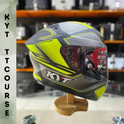 KYT TT COURSE tourist matte fluo yellow fullface single visor helmet kbh
