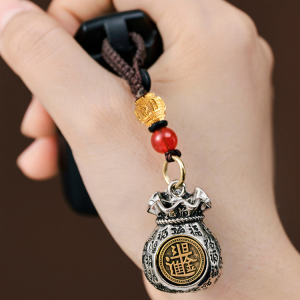 Fortune Money Bag Keychain Bucket Gold Pendant