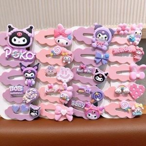 5pcs/set Kawaii Sanrio Hair Clip Kawaii Cinnamoroll Kuromi My Melody Sweet and Lovely Girl Bangs Broken Hair Clip Childrens Hair Accessory Gift