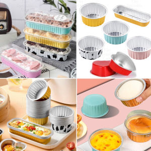 Wholesale 10pcs Dessert Round Heart Rectangle Cups with Lid Aluminum Foil Bakewares Decoration TSC