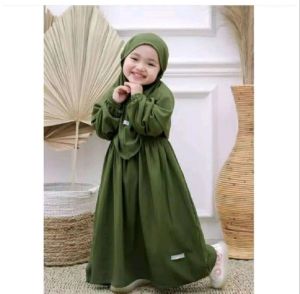 GAMIS MUSLIM ANAK PEREMPUAN 1-10TAHUN/KIRANIA SET/SETELAN SET ANAK  PLUS KERUDUNG BAHAN ADEM KATUN CRINGKEL/GAMIS ANAK ANAK PEREMPUAN/BAJU ANAK PREMIUM/GAMIS ANAK MANASIK/GAMIS LEBARAN ANAK2025 BAHAN ADEM