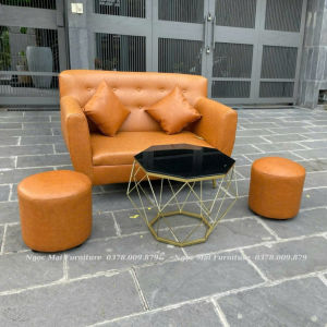 Bộ băng sofa mini dài 1m2 kèm 2 đôn 2 gối và bàn sang trọng cho phòng vừa và nhỏ