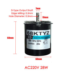 1Pcs 68Ktyz Mini Gear Motor Ac 220V 28W 2.5R/Min Large Torque Permanent Magnet Synchronous Gear Motor