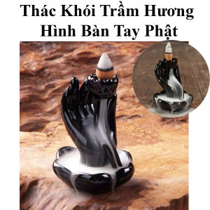 Thác Khói Trầm Hương Hình Bàn Tay Phật Bằng Gốm Sứ Trang Trí Bàn Làm Việc Phòng Khách