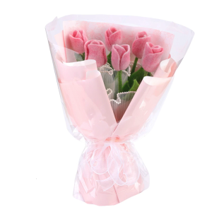 Flower Bouquets Wool Felted Set Beginner Needle Felting Supply with Felting Needle Instruction Wool Roving Handle