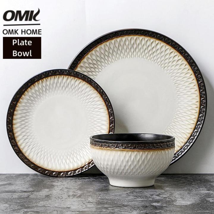 OMK American Style Ceramic Tableware Set Dinner Plate Salad Bowl Lazada PH