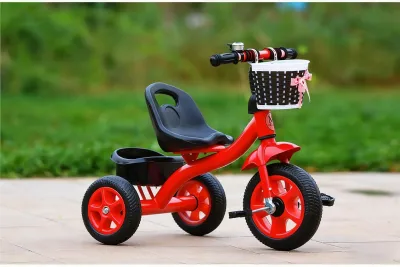 Beige Bike For Kids Girl Boy Baby Bike Tricycle With Front Back Basket And Push Handle Stroller Bike for kids