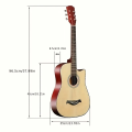 38inch Acoustic Guitar Beginner Kit Basswood Panel with Matte Finish Acoustic Guitar for Beginners. 