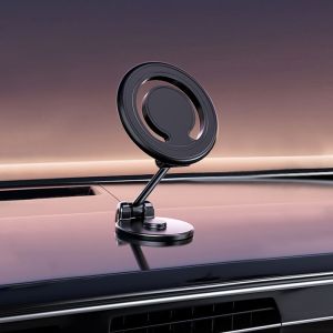For Magsafe Foldable Car Mount 360° Rotatable Adjustable Magnetic Phone Holder For iPhone 16 15 14 13 12 Pro Max Mini Alloy Cellphone Holder For Car