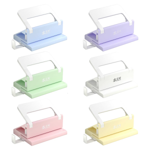 Portable Hole Puncher Tool with Adjustable Guide 5 Sheets Capacity Double-Hole Puncher for Scrapbooking Photo Album