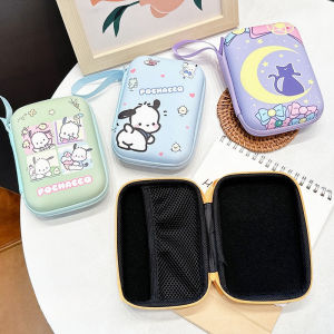 Sanrio Hello Kitty Kuromi Cinnamoroll Collection Card Storage Box Headphones Hard Case Earphone Bag Waterproof Data Cable Protection Bags
