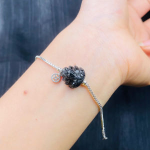 lắc tay nữ bạc mix hồ ly thạch anh tóc đen tự nhiên vòng tay đá phong thuỷ hợp mệnh thuỷ mệnh mộc trang sức thiết kế