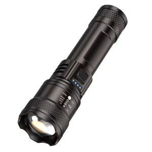 【COD】Senter LED Super Terang 10000 Lumens Jarak Jauh Ringan Tahan Air IPX4 Zoom USB Rechargeable Senter Swat Police Terbaik