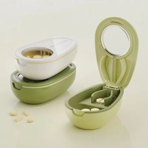 SEJUE4373 Avocado Shape Medicine Pill Splitter 2 in 1 Creative Pill Case Simple Dust-proof Mini Medicine Box  Separation
