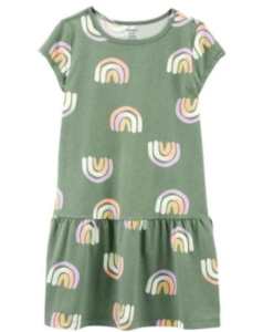 Childrens short flared dress with short sleeves rainbow green | Carters size M