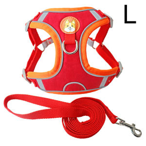 Pet Dog Harness With Leash Pet Training Supplies Pet Dog Adjustable Collar Harness With Leash Reflective Harness Vest Chest Strap Breathable Kitten Puppy Harness Vest