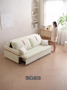 Solid Wood Folding Sofa Bed Multifunctional Living Room Cat-Friendly Storage Sofa