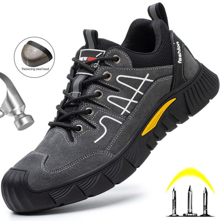 Work Safety Shoes Cow Suede Steel Toe Shoes Men Women Work Sneakers  Puncture-Proof Protective Welder Shoes Men Safety Work Boot Lazada PH