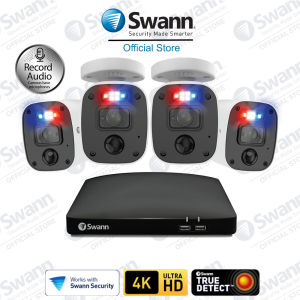 Swann Enforcer 4 Camera 8 Channel 4K UHD DVR Security System CCTV 2TB HDD Spotlights Sirens and Mic (SWDVK-856804MQB)