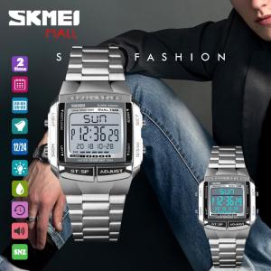 SKMEI 1381 Men Dual Time 5 Alarm Sports Watch Business Snooze Hourly Chime Timed Countdown Week 12/24 Hours Wristwatch