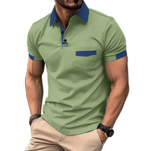 Summer Mens Short Sleeve T Shirts Solid Color Polo Shirt Breathable Loose Basic Shirts for Men Lightweight Tops with Pockets