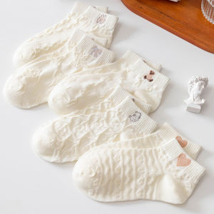 1 Pairs Bear Women Socks Female Hollow Socks Spring and Summer Korean Girls Japanese Cute Ins Tide White Girls Socks