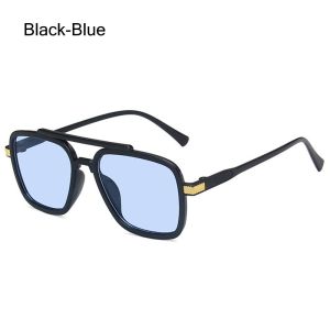 KIKI JEWELLERY Vintage Eyewear Square Metal Frame Eyeglasses for Men Women Sun Glasses Tony Stark Sunglasses Sun Glasses