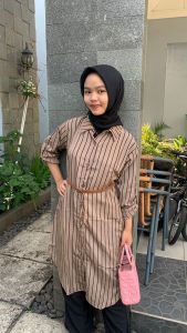 Pijar - Salma Tunik Modern Simple Elegan Matt Monalisa Kemeja Wanita Lengan Panjang