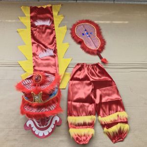 Combo Đầu lân quần trống ông địa quạt - có đèn kèm đuôi mắt nháy sáng cho bé chơi trung thu đầu sư tử giá rẻ