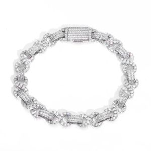 HHIOK Iced Out Infinity Link Bracelet for Men Women Hip Hop Bling CZ Diamond Cuban Chain Bracelet Gold Silver Color Jewelry