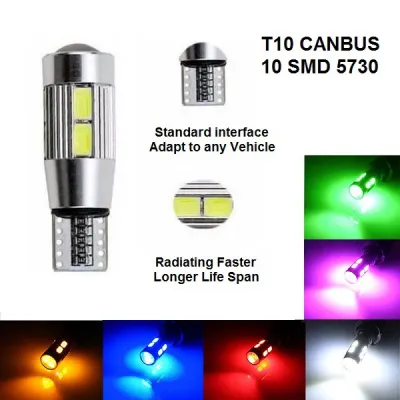 Lampu LED T10 Senja Sen 10 Titik Mata 5630 5730 SMD Lensa Canbus Projector Projie Mobil Motor