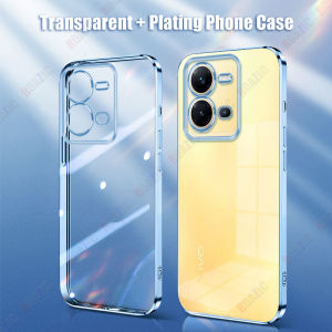 ROAZIC For VIVO V25 5G/V25e Phone Case Luxury Plating Edge Transparent Soft Silicone Casing Shockproof Clear Cover