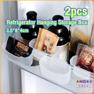 Hanging Storage Box Refrigerator Multi Function Hanging Translucent Seasoning Bag Storage Box 2Pcs