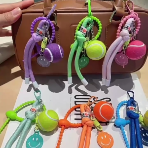 Niềm vui Nụ cười quần vợt Keychain cho Phụ kiện túi xách và trẻ trung Quà Tặng Nylon Keychain phong cách Móc treo chìa khóa túi Mặt dây chuyền