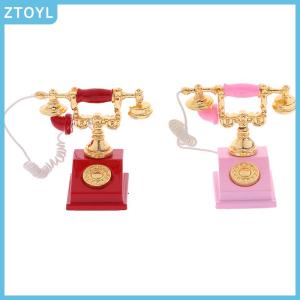 ZTOYL 1Pc 1:12 Dollhouse Miniature Phone Model Retro Rotary Telephone for Doll Decor