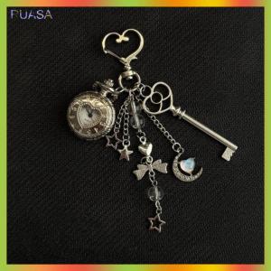 RUASA Fashion Hollow Heart Pocket Watch Chain Keychain Design Steampunk Clock Vintage Necklace Pendant Jewelry Watch Couple Gift