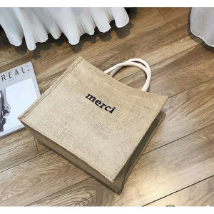 Túi Tote Vải Đay Merci Hàn Quốc | Túi Xách Nữ Vintage Đi Học Đi Làm Form Đứng Size Lớn