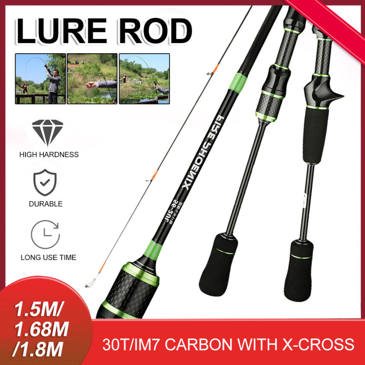 LO【Ready Stock】Ultra Light Fishing Rod 1.5m-1.8m Carbon Fiber Spinning/Casting  Rods Solid Tips 2-6LB Line Weight Lure 2-8g UL Freshwater Rod