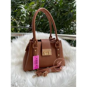 TAS TOTE WANITA 3 RUANG KUNCI PUTAR// TAS FASHION KEKINIAN BAHAN JERUK UK 24X18 CM