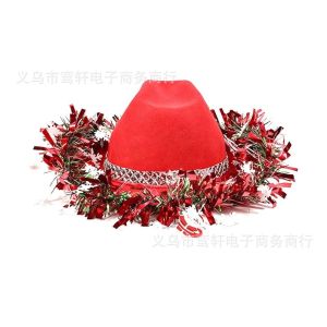SEKINEW Trang trí bằng ruy băng Mũ cao bồi Giáng sinh Cổ điển Kem chống nắng Mũ cao bồi Phong cách dân tộc Bông tuyết Mũ chóp Tiệc lễ hội