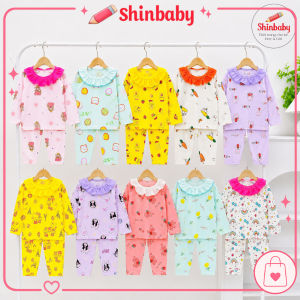 Set 3 Bộ Quần Áo Cổ Sen Dài Tay Vải Thun Tăm Lạnh Mềm Mát Nhiều Họa Tiết Dễ Thương Cho Bé Gái Siêu Xinh