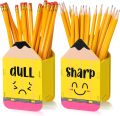 2 Pcs Pencil Shaped Holder Sharp and Dull Holder Wooden Dispenser Pencil Storage Organizer for Back to School Teachers Classroom Management Organization(Cute). 