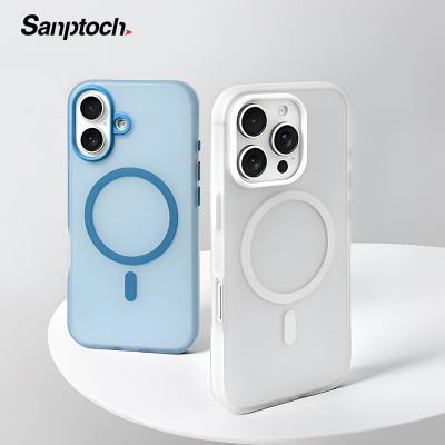 Sanptoch Matte Skin-friendly Soft Phone Case For iPhone 16 15 14 13 Pro Max For Magsafe Anti-fingerprint Cover For iPhone 16 Pro Max Ultra Slim Magnetic Shockproof Protection Casing
