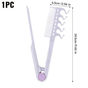 Hair Styling Comb / Two in One Pork Ribs Comb / V Type Hair Straightener / Portable Folding Wide Tooth Combs / for Hair Roots Fluffy Hairline Clipper