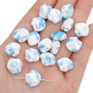 5pcs 14x12mm Colorful Shell Shape Glazed Ceramic Beads Porcelain Loose Spacer Beads For Handmade Bracelet Necklace Keychain DIY Jewelry Making Craft Accessories