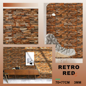 77x70cm Retro wallpaper foam brick self-adhesive 3D wall sticker waterproof home decor cement wall