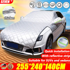 【24 hours delivery】half car cover Sunshine Cover 5-Layer Protective aluminum film sunshade heat shield cool cover sunshade half cover Windshield For Automobiles SUVs Cars  Protection against SunshineSnow Ice UV And Frost convenient half car clothing