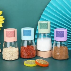 Lọ Đựng Gia Vị Thủy Tinh Bấm Nút Thông Minh Định Lượng Đường Muối Tiêu Hũ Gia Vị Nhà Bếp Tiện Lợi