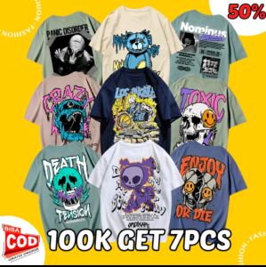 (Velvet) Baju Kaos Pria Motif Cotton Combed 24S - Kaos Lengan Pendek Pria Round Neck Reguler Fit Tredy 2025